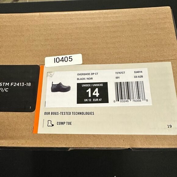 New Bogs Rubber Overshoe Zip CT Safety Toe Black 14 - Picture 6 of 6